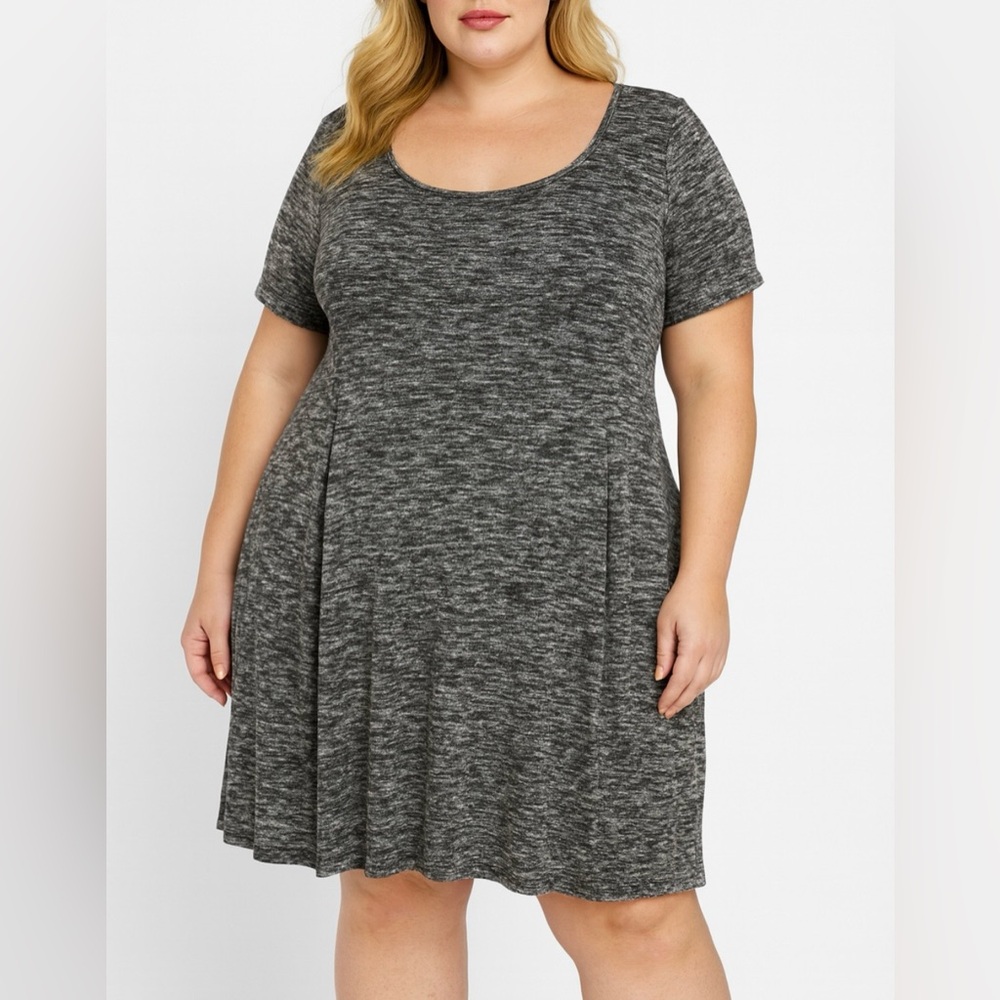 Torrid Black/Gray Space Dye Sweater Knit Fit & Flare Dress Plus Size 3X